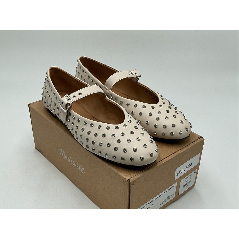 Madewell Beverly The Remy Mary Jane Flat Women's 12 Ecru Bezel Crystal Ebay684